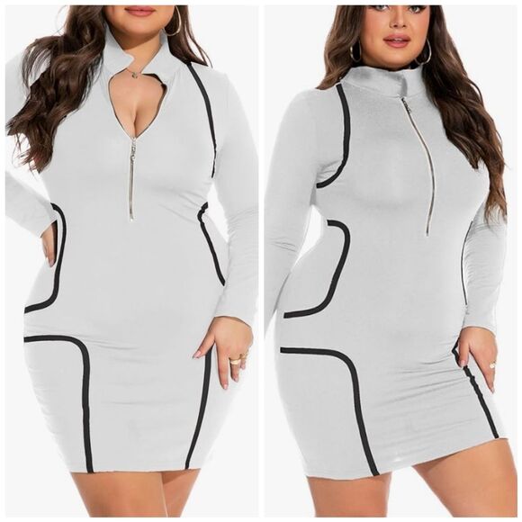 Stylish Pink/Hot Pink Bodycon Dress with Contrast Trim Size XXL NWOT P2P 19 In - Picture 2 of 7